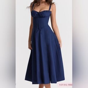 House of CB CARMEN Corset Dress French Navy Bustier Sundress